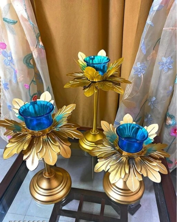 METAL DAZE LOTUS SHAPE DIWALI URLI POT FOR FLOATING FLOWER AND LOTUS LAMP Set of 4 For DIWALI/Entrance/Marriage/Mandir/Patio Decor Free Shipping - Blue, Iron, Pack of 4